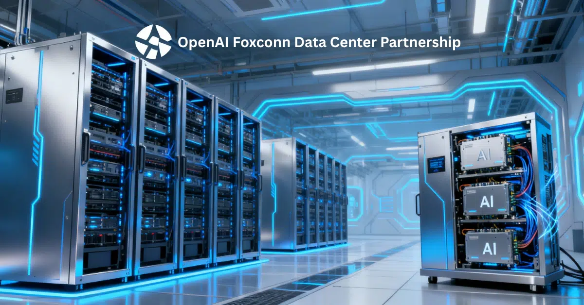OpenAI Foxconn data center partnership with advanced AI server racks and infrastructure
