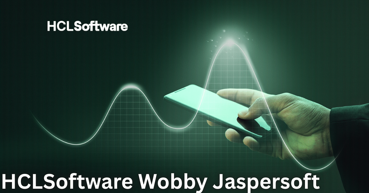 HCLSoftware visual showing wobbly data waves stabilizing as Jaspersoft analytics integrates into AI-powered enterprise software.