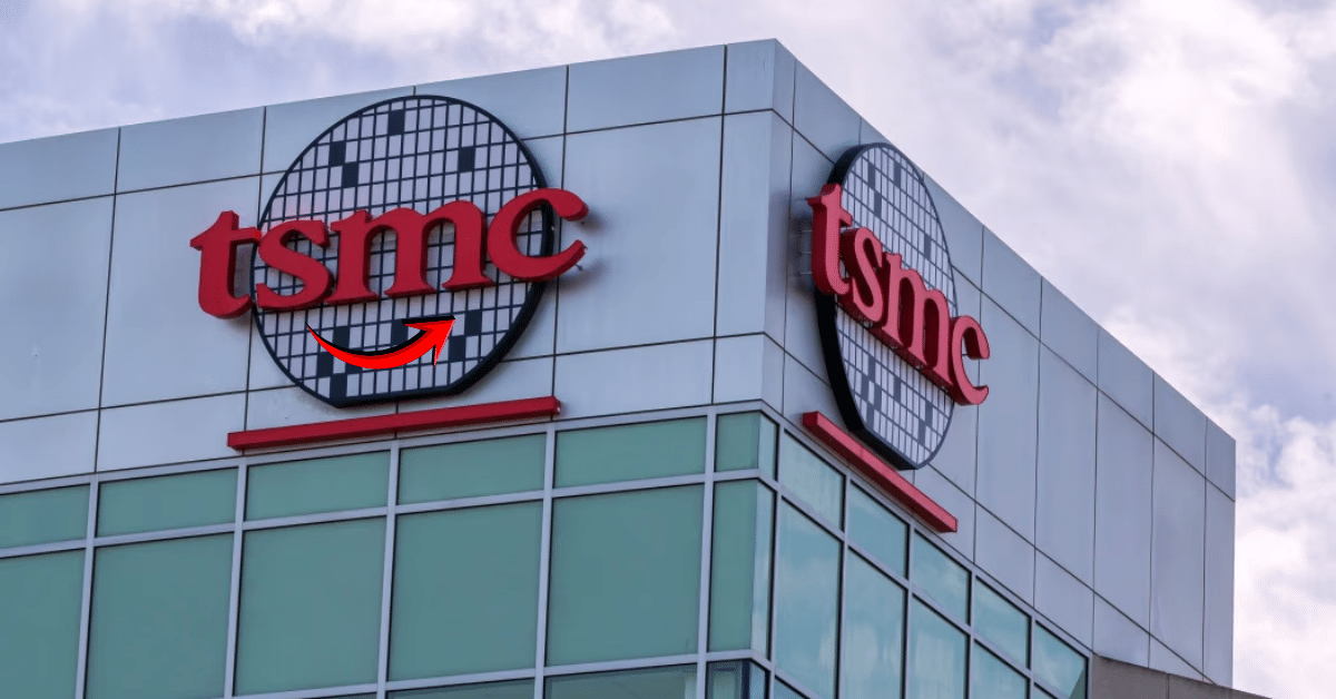 TSMC logo displayed on the exterior of a modern semiconductor manufacturing facility, symbolizing global chip industry growth.