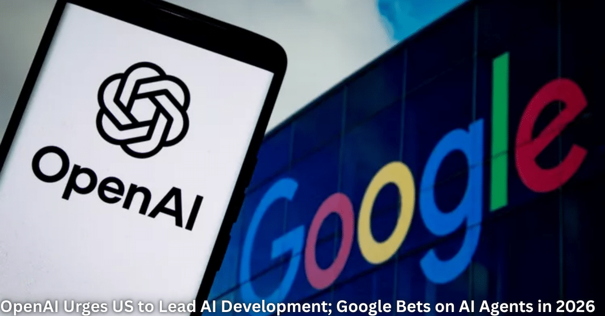OpenAI logo displayed on a smartphone screen beside the Google logo, symbolizing competition and strategic shifts in AI development and AI agents in 2026.