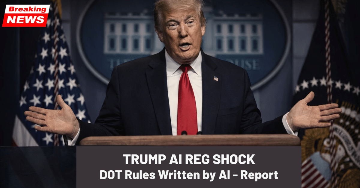 Donald Trump speaks at the White House podium during a press conference, gesturing with open hands as U.S. flags and the presidential seal stand behind him.
