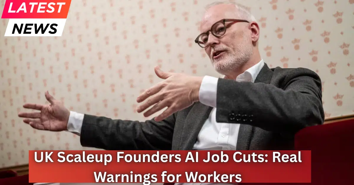 UK scaleup founder speaking during an interview about AI-driven job cuts and workforce impact
