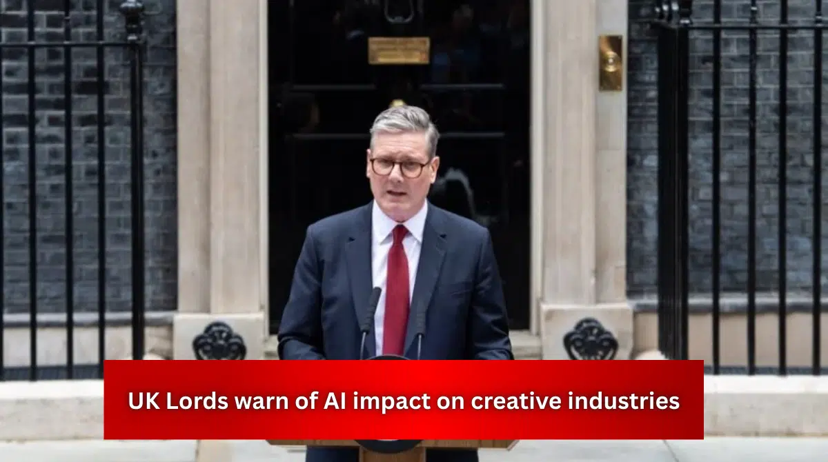 UK Prime Minister Keir Starmer speaking outside 10 Downing Street amid warnings from UK Lords about AI’s impact on creative industries.